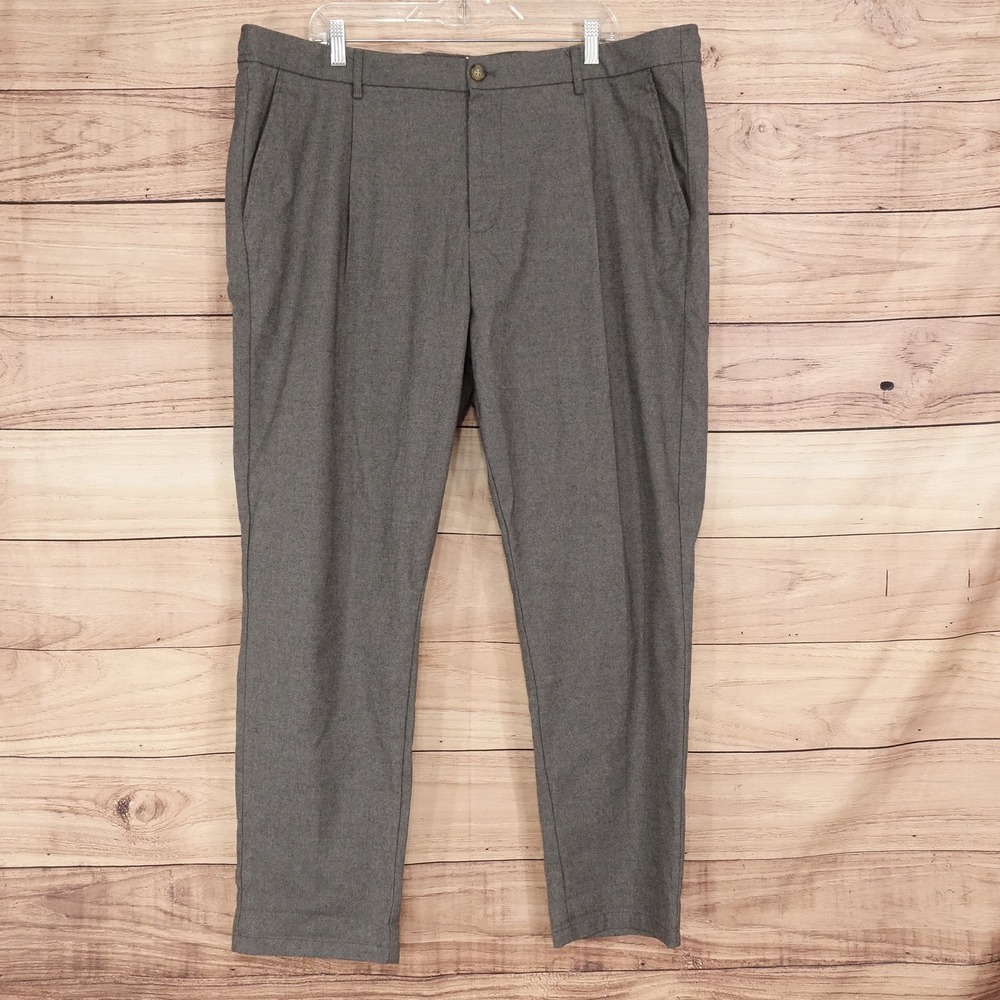 Old Navy Taper Pants Mens 2XL Gray Pleated Slim Fit Built-In Flex Drawstring